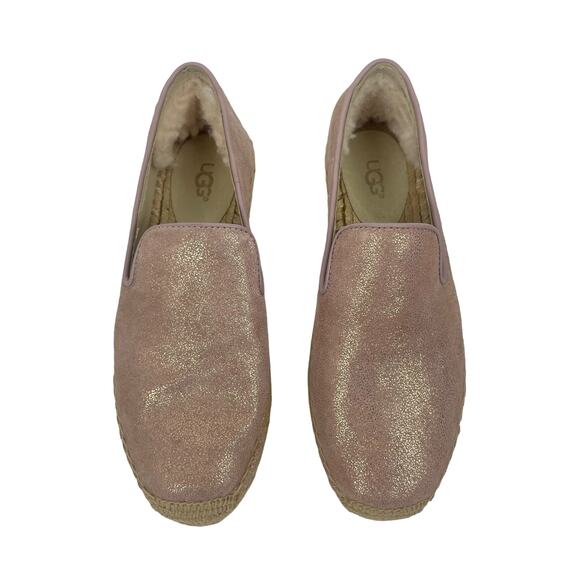 UGG W Sandrinne II Espadrille Flats Slip On Rose Gold Size 6 - Picture 1 of 12